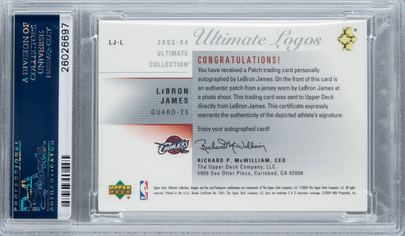 LeBron 200k rookie card back