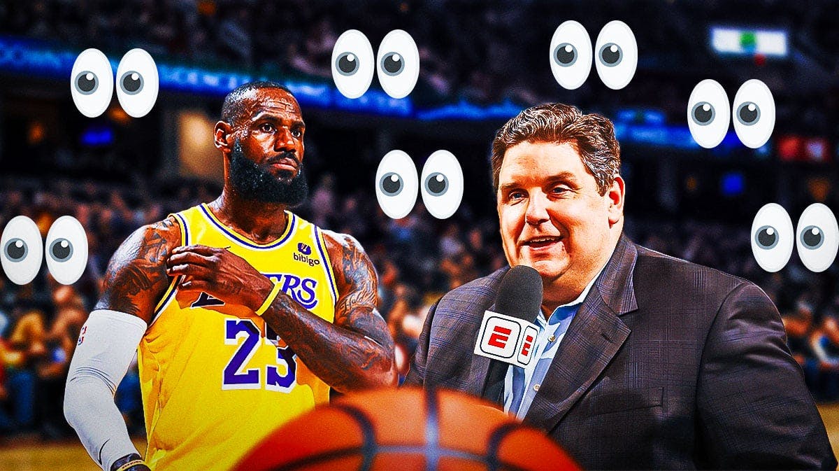 Brian Windhorst and LeBron James with a bunch of the big eyes emojis in the background