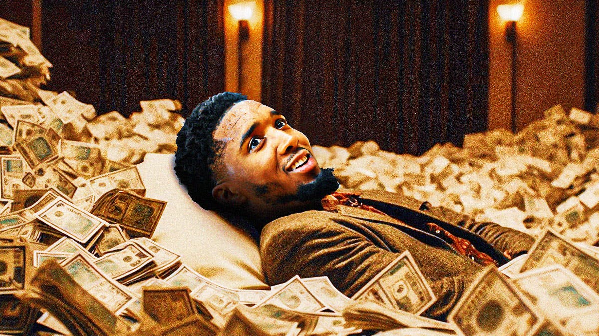 Donovan Mitchell (Cavs) surrounded by money.