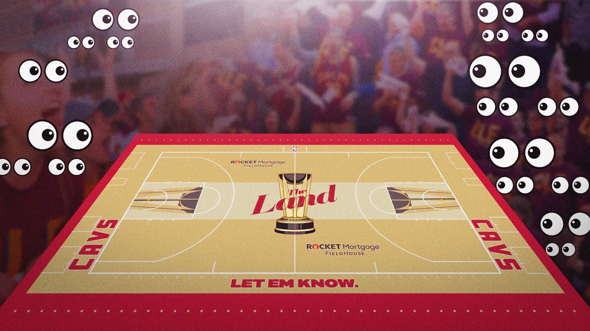 The In-Season Tournament court design for the Cavs.