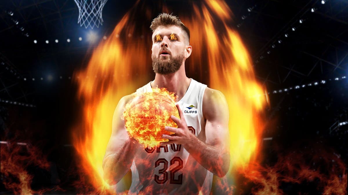 Dean Wade with fire edit, Cleveland Cavaliers, Cavs