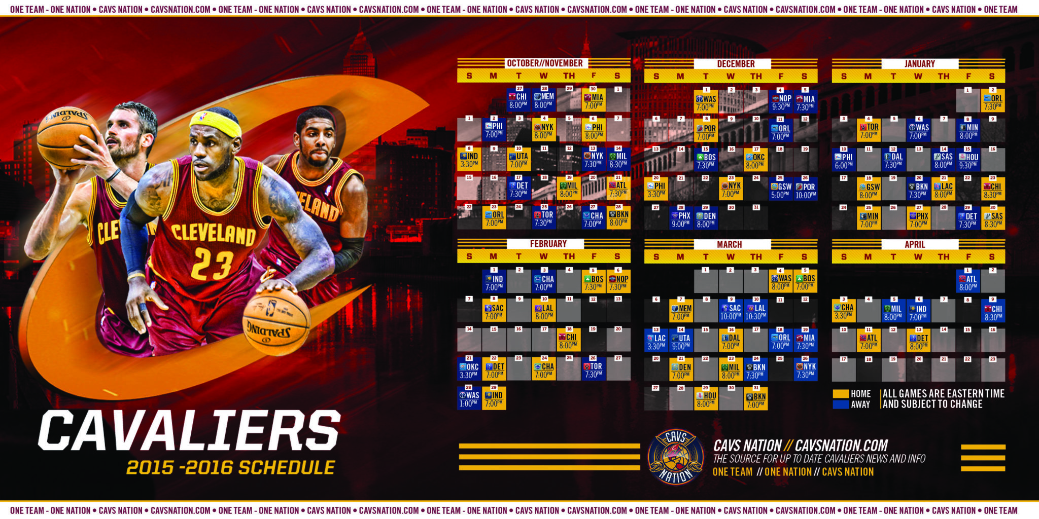 Cavs Schedule Calendar