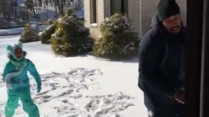 J.R. Smith Snowball Fight Daughter