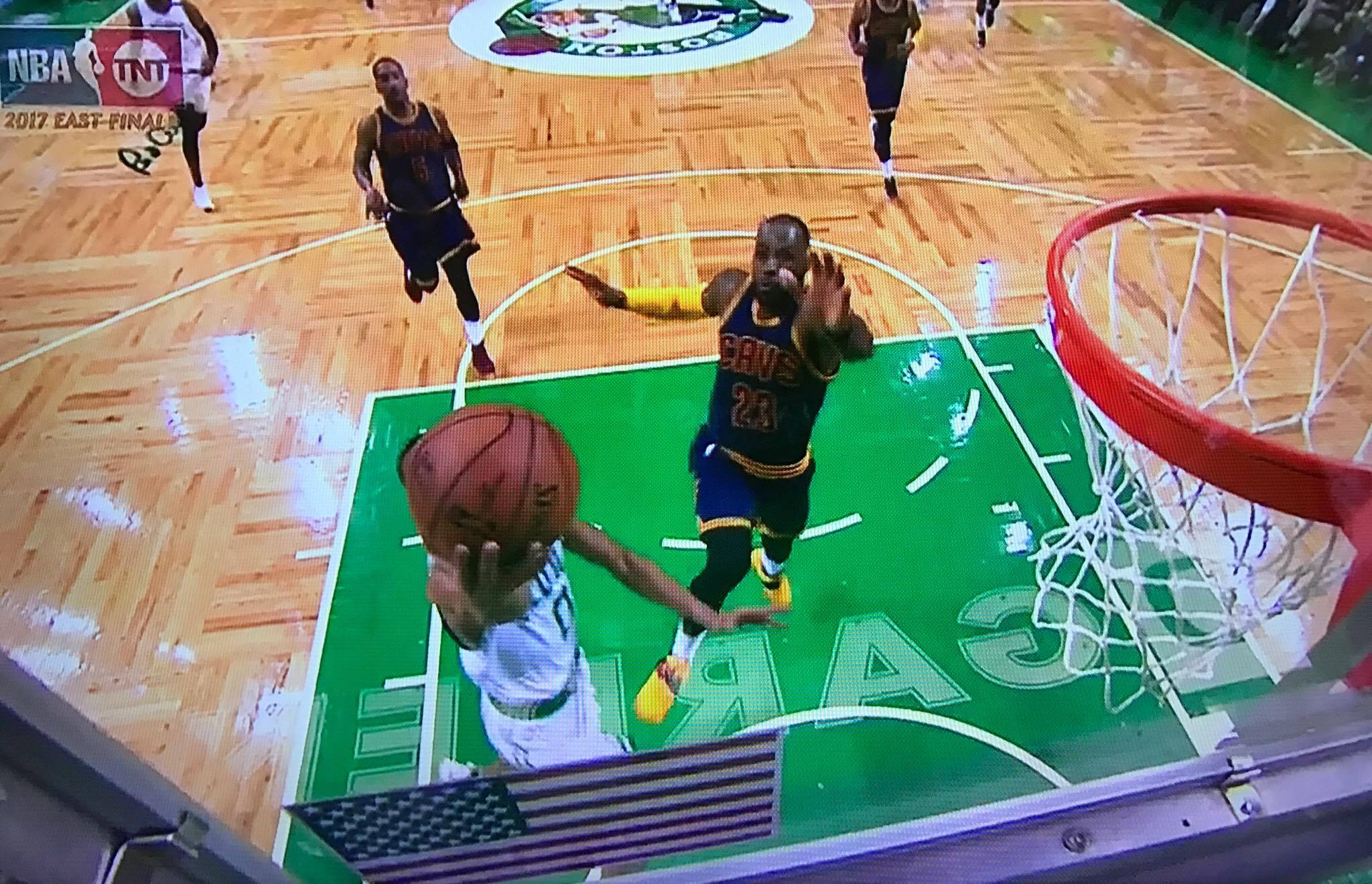 Watch: LeBron James performs classic chasedown block on Avery Bradley